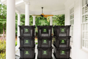 Stack of reusable moving boxes